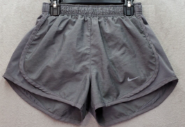 Nike Activewear Shorts Women XS Gray Lined Dri Fit Elastic Waist Drawstring Logo - £12.58 GBP