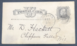 Antique 1885 Liberty Postal Card Postcard Kentucky Duluth MN Fancy Cancel - £11.15 GBP