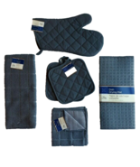 Kitchen Towel Set Grey 7 pcs- Pot Holders, Oven Mitt, Kitchen Towel, Dry... - $19.79