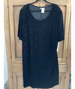 Vintage 90s Y2k All That Jazz Black Velvet Short Sleeve Dress Size 22W N... - $35.00