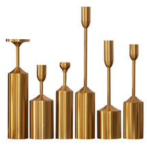 Anyhouz 6pc Luxury Gold Metal Candle Holder Tabletop Home Decor Modern Art Livin - $184.90