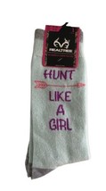 Realtree Women&#39;s Ladies Crew Socks Hunt Like A Girl Mint Green Sock Size... - £12.55 GBP