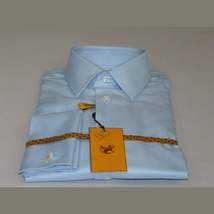 Mens 100% Egyptian Cotton Shirt French Cuffs Wrinkle resistance Enzo 61102 Blue image 10