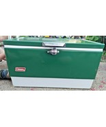 Vtg 1984 Large Coleman Green White Metal Cooler Ice Chest 22x12x13 With ... - £171.86 GBP