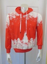 Nextmia Hoodie  Orange White Polyester Snowflake Hooded Sweatshirt Size14 - $12.76