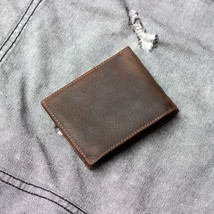 Vintage Bifold Genuine Leather Men Wallets Slim Dark Brown Wallet for Men - £60.32 GBP