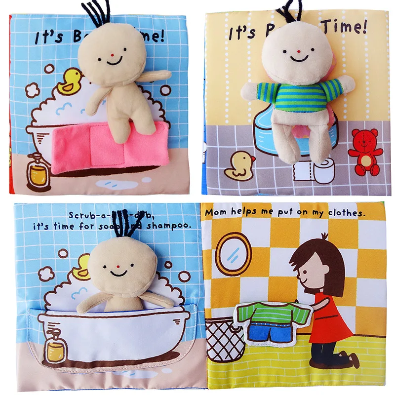 Montessori Baby Cloth Book Story Dolls Teach Bathing Activity Books Parent-child - £12.33 GBP+