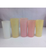 Vintage Tupperware Set Of 5 Pastel Plastic Drinking Glasses Various Sizes - $12.86