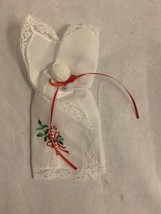 Vintage Embroidered Handkerchief, Christmas, Candy Cane, Ornament in a Vintag... - £14.97 GBP