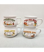 Vintage Dat&#39;l Do It Soup Recipe Mugs Retro 70&#39;s Kitchen MCM Complete Set... - $24.18