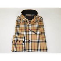 Men's AXXESS Turkey Sports Dress Shirt 100% Soft Cotton High Collar 724-21 Tan image 5