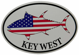 Wholesale Lot of 6 USA Flag Shark Key West Oval Vinyl Decal Bumper Sticker - £18.87 GBP