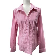 WHBM Barble YD Shirt Parisol Pink White Stripe Zip Side Top Size 8 NWT - $34.99