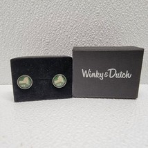 Winky &amp; Dutch New York State Cufflinks Green &amp; Silver Tone Mens Jewelry - £18.33 GBP