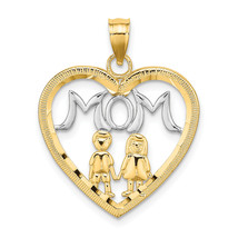 10K W/ Rhodium Heart With 2 Kids MOM Charm 10K9407 - £121.26 GBP