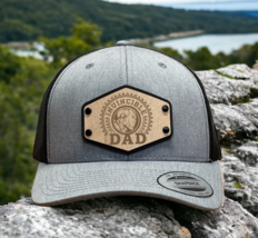 Wood Leather Patch Trucker Hat Cap Invincible Dad With Back Mesh Custom - $27.99