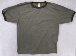 Y2K Blank Shirt Mens Large Made in USA Grey Heather Short Sleeve Tee Vin... - £15.81 GBP