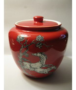 Crown Devon Pegasus Red Fieldings 4&quot; lidded jar - £22.42 GBP