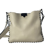 Valentino Garavani Rockstud Flip Lock Messenger Bag In Cream Leather Wom One - $784.70