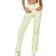 Princess Polly Butter Yellow Blue Ivy Floral High Waist Stretch Jeans Pa... - $452.76 MXN