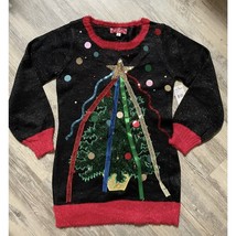 Ugly Christmas Tunic Sweater Christmas Tree Ribbon Small 33 Degrees Party  - $14.49