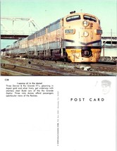 Train Railroad Three Denver &amp; Rio Grande F7&#39;s Stainless Steel Budd Cars Postcard - £6.64 GBP