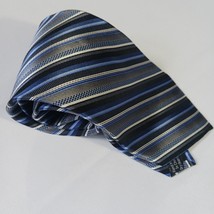 Platinum Designs Men's Tie Blue/Gray Striped 100% Silk Classic Length image 2