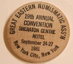 Vintage Sheraton Centre Hotel Wooden Nickel New York City 1981 - $4.94
