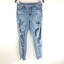 American Eagle Womens Jeans Curvy Hi-Rise Jegging Dream Distressed Stretch 4 - £11.65 GBP