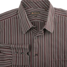 Ben Sherman Button Down Burgundy Red Brown White Stripe Casual Shirt Men... - £11.72 GBP