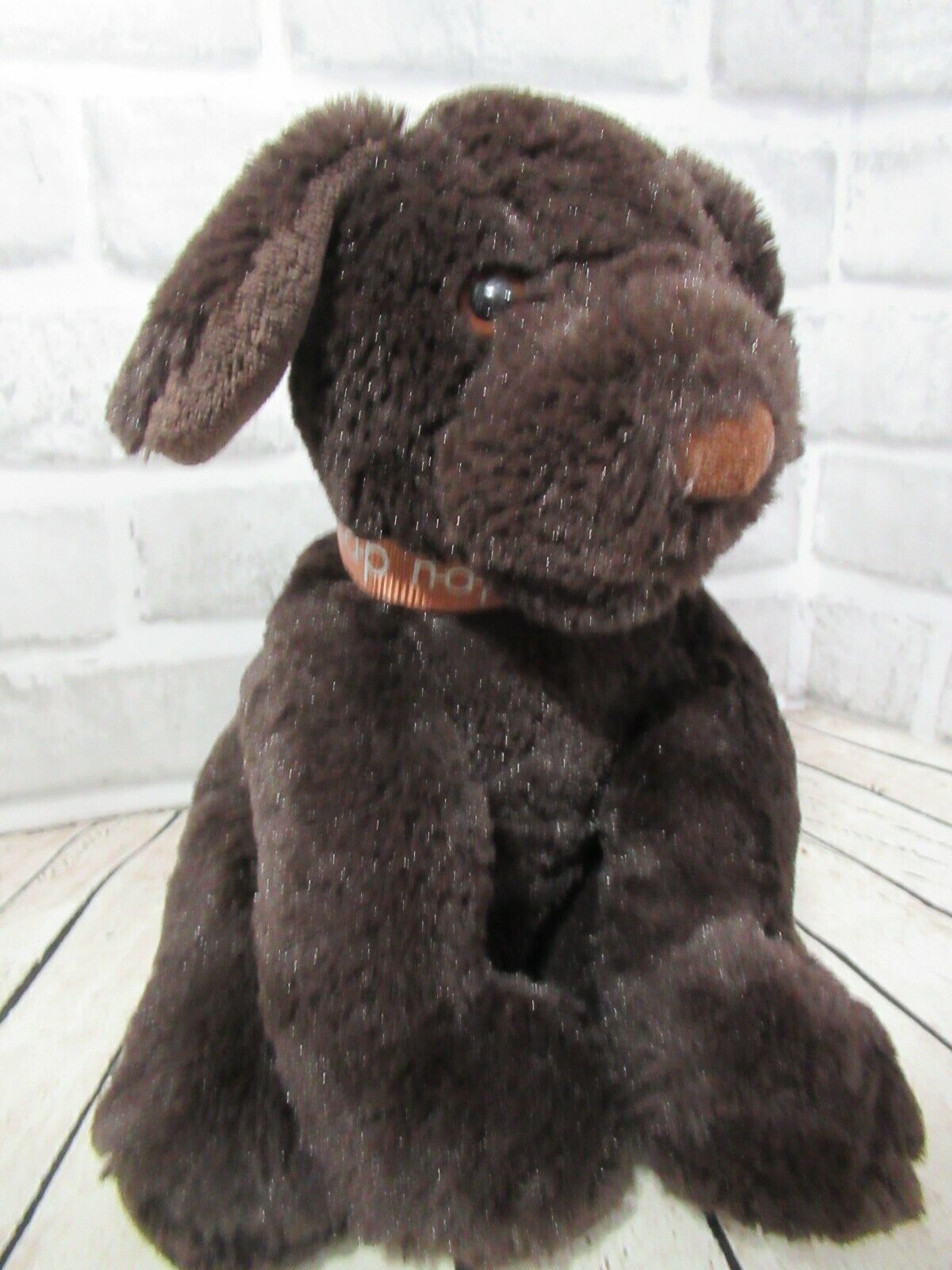 Brookstone N.A.P. NAP Brown Puppy Dog Plush Stuffed Animal sitting chocolate lab - $14.84