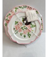 8pc Laura Ashley Pink Rose Floral Melamine Salad &amp; Dinner Plate Set Spri... - $55.00