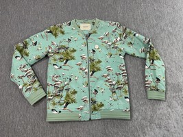 Maison Scotch Jacket Womens Medium Green Bird Print Zip Bomber Flamingo ... - $1,096.12 MXN