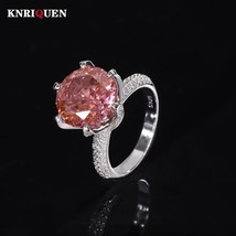 Luxury 100% 925 Sterling Silver Round 12mm Padparadscha Gemstone Ring for Women  - £58.54 GBP