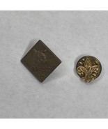 Boy Scouts Eagle Fleur de Lis Emblem Pin &amp; Square Bobcat Pin - $16.36 CAD