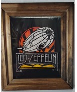 Vintage 1970s Led Zeppelin Carnival Glass Mirror 13x11&#39;&#39; Framed Prize Decor - $113.05 CAD