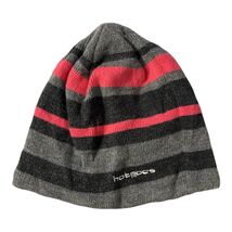 HotMocs Stripe Beanie Hat One Size Gray Pink Fleece Lined - $13.50