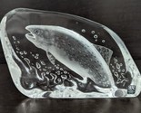 Mats Jonasson Sweden Full Lead Crystal Paperweight Salmon Fish Signed &amp; ... - $29.99