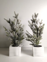 Threshold 22&quot; Artificial Christmas Faux Tree with White Snow Potted Decor 2-Pack - £33.15 GBP