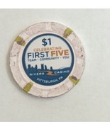 $1 Rivers Casino Celebrating First Five Casino Chip Pittsburgh, PA - $109.41 MXN
