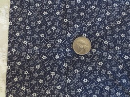 4258. Small White Floral On Navy Craft, Quilting Cotton Fabric - 44&quot; X 1 Yd. - $3.96