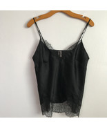 Victorias Secret Camisole M Black Lingerie Satin Lace Trim Pullover V Ne... - £12.25 GBP
