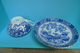 Old Asian Quality China Porcelain Blue &amp; White Cup &amp; Saucer marked Import - $30.24