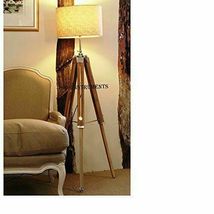 Classic Vintage Teak Wood Tripod Floor Lamp Nautical Floor - $90.53