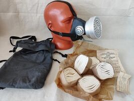 Vintage Soviet Gas Mask PRB-5 USSR Army Chernobyl Respirator+5 filters+B... - $39.59