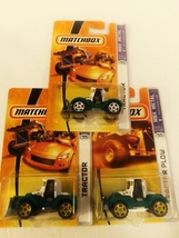 Matchbox 2008 #55 Green Lil&#39; Mule Tractor Plow Variant Set of 3 Mint On ... - £23.56 GBP