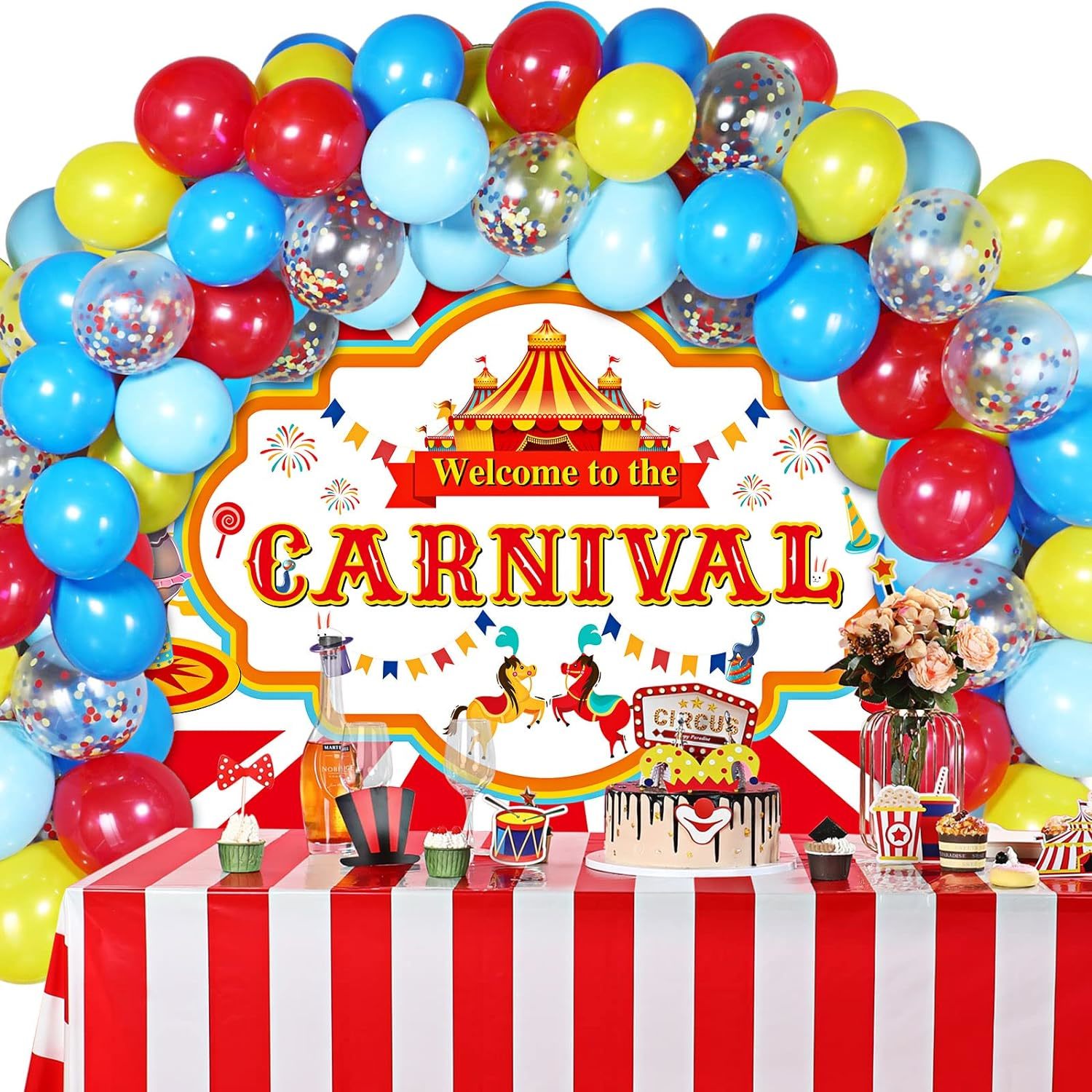 Primary image for Circus Carnival Party Decoration Including Circus Confetti Balloons Kit Carnival