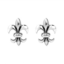 Cute &amp; Petite Sterling Silver Fleur-de-Lis Stud Earrings - £13.69 GBP