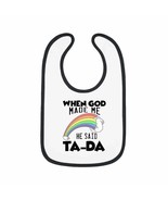 Contrast Trim Jersey Baby Bib &quot;Ta-Da&quot; - €13,70 EUR