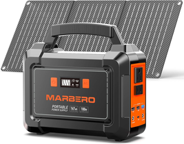 MARBERO Solar Generator 167Wh Camping Portable Power Station 200W Peak with Fold - $224.98